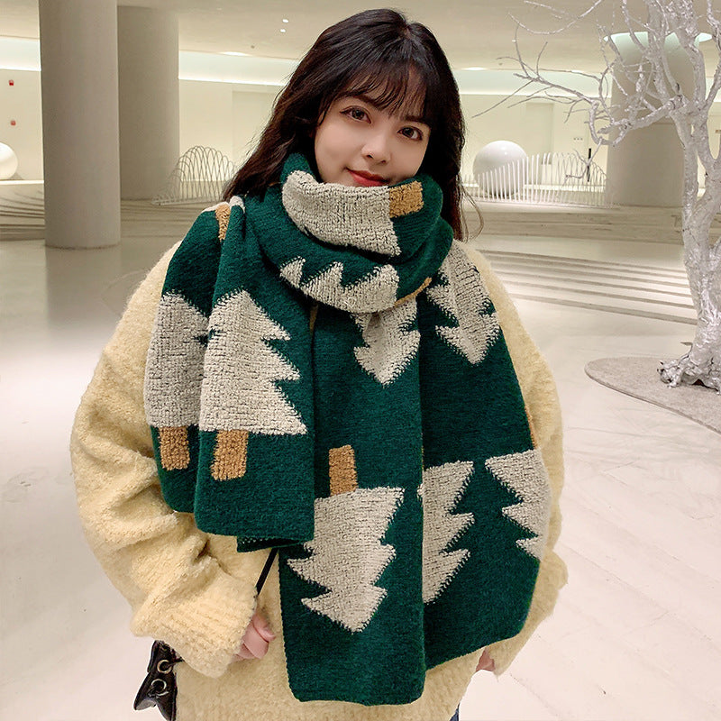 Christmas Lovely Elk Design Knitted Scarves