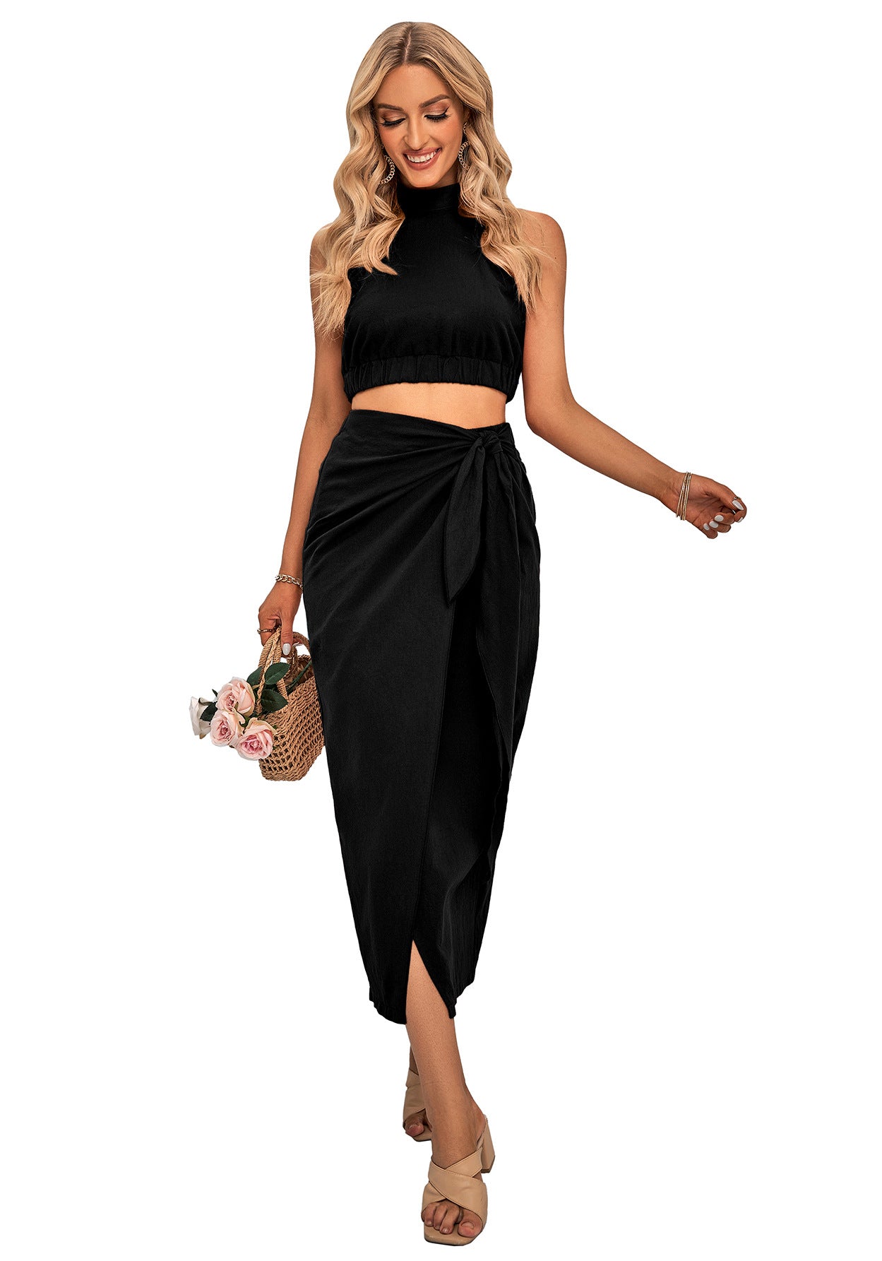 Sexy Halter Sleeves Top & Skirts Suits for Women