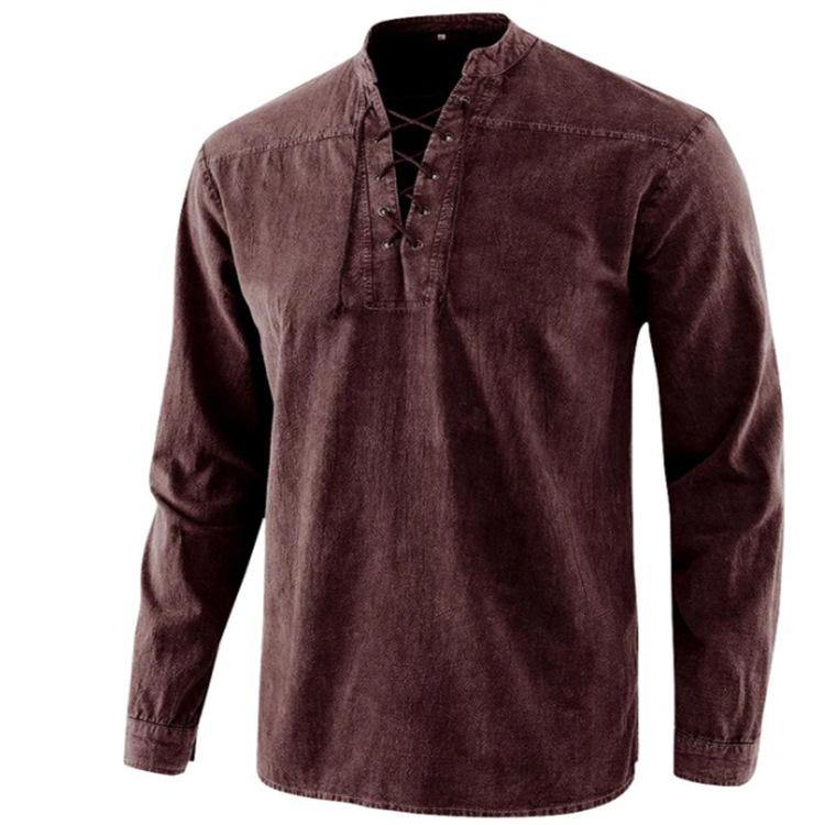 Vintage Men Casual Long Sleeves Shirts-STYLEGOING