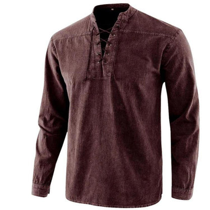 Vintage Men Casual Long Sleeves Shirts-STYLEGOING