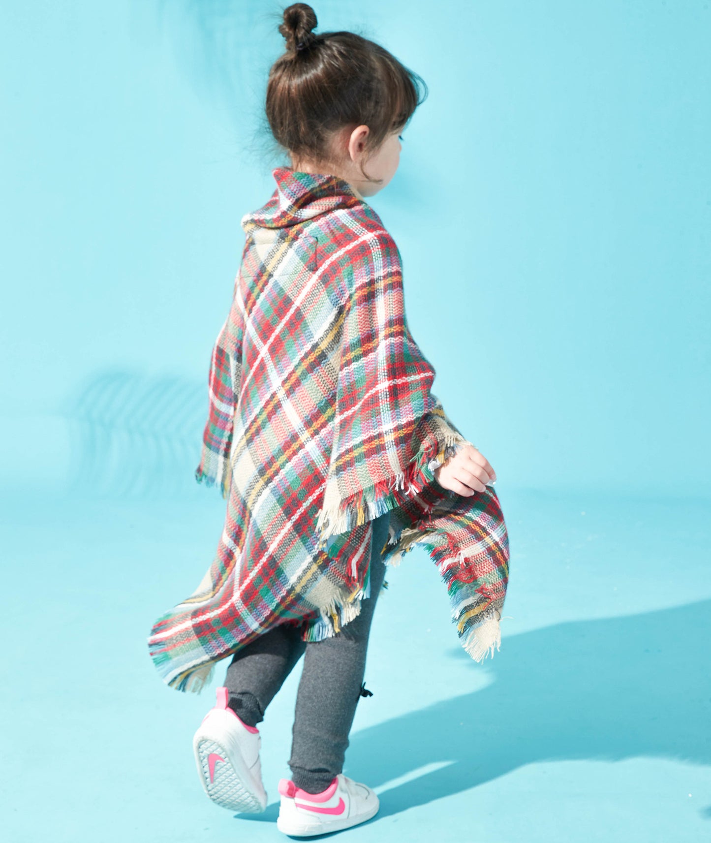 Winter Plaid Cloak Capes for Kids