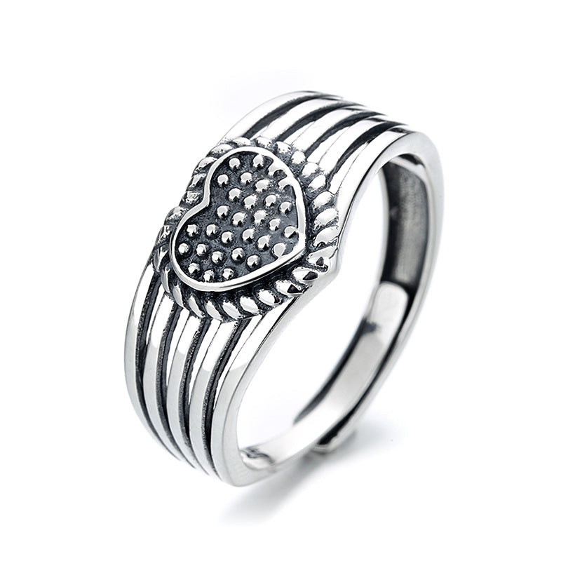 Sweetheart Design Vintage Silver Women Rings