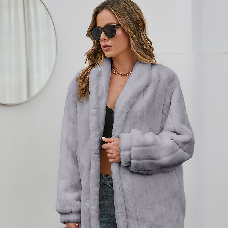 Winter Velvet Artificial Fur Coats for Women