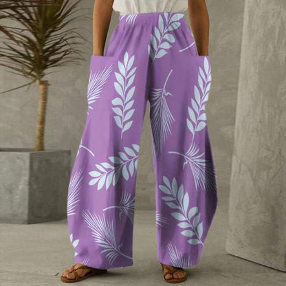 Casual Natural Waist Wide Legs Summer Long Pants