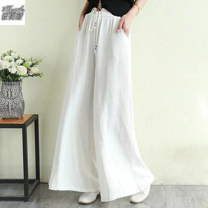 Women Linen Drawstring Summer Casual Pants-STYLEGOING