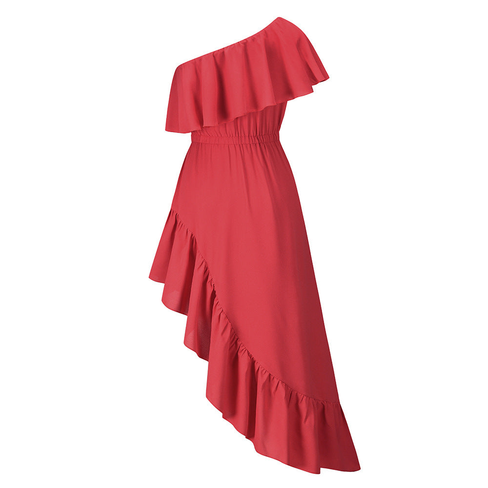 Sexy One Shoulder Irregular Women Summer Dresses