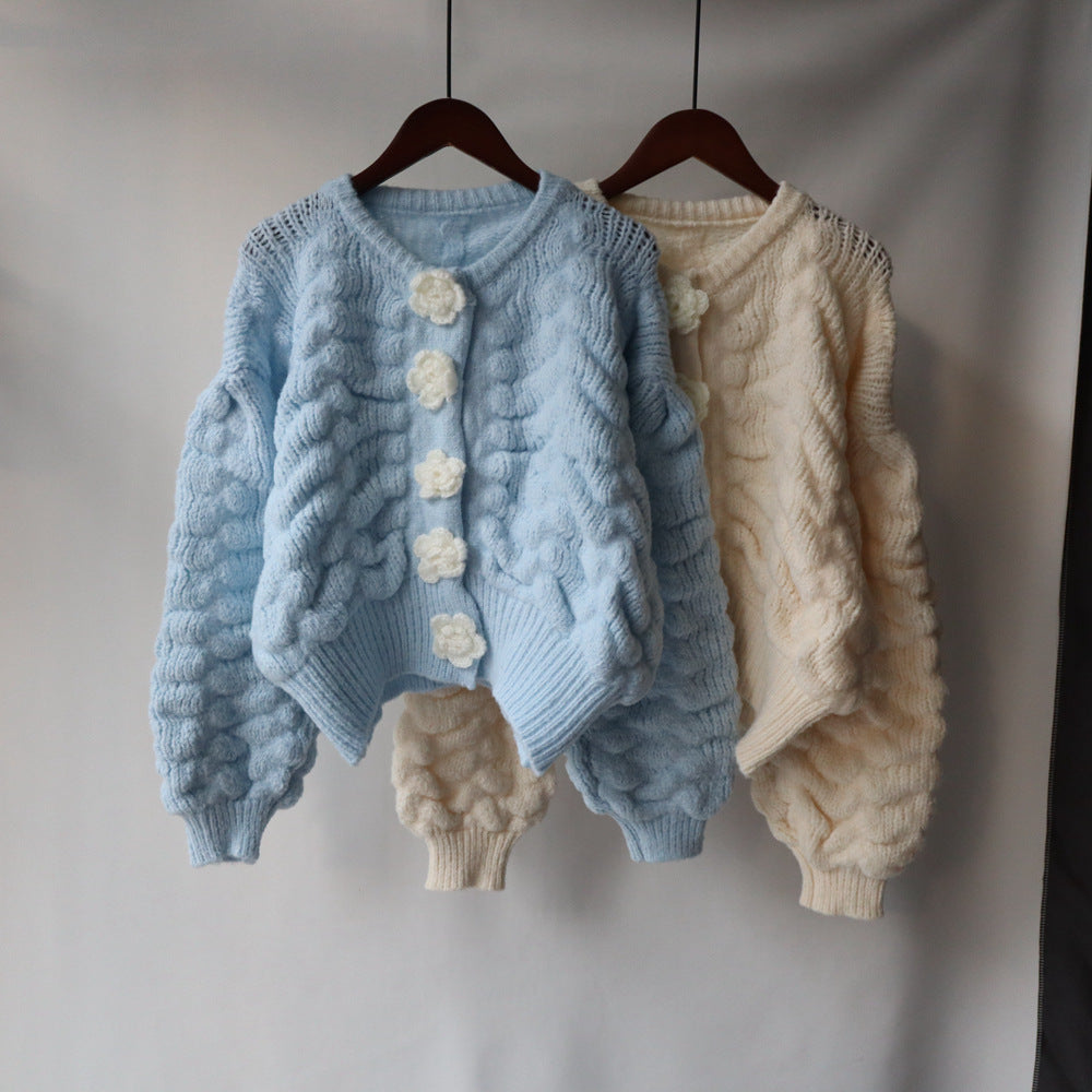Warm Flowers Design Women Knitted Cardigans