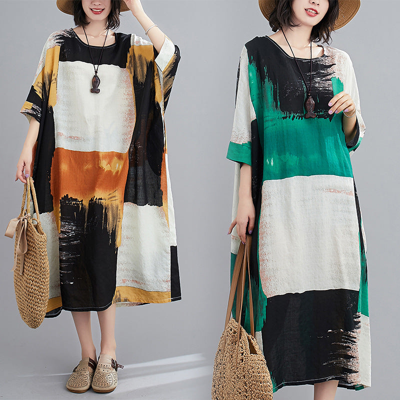 Casual Round Neck Plus Sizes Women Cozy Dresses