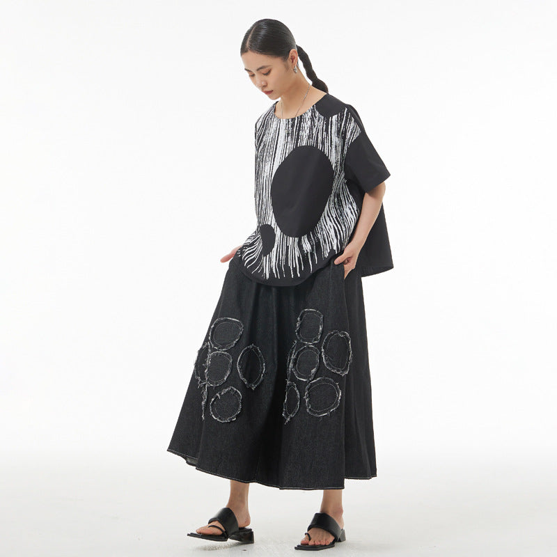 Abstract Summer Plus Sizes Women T Shirts