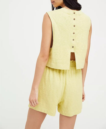 Women Summer Round Neck Sleeves Short Suits-STYLEGOING