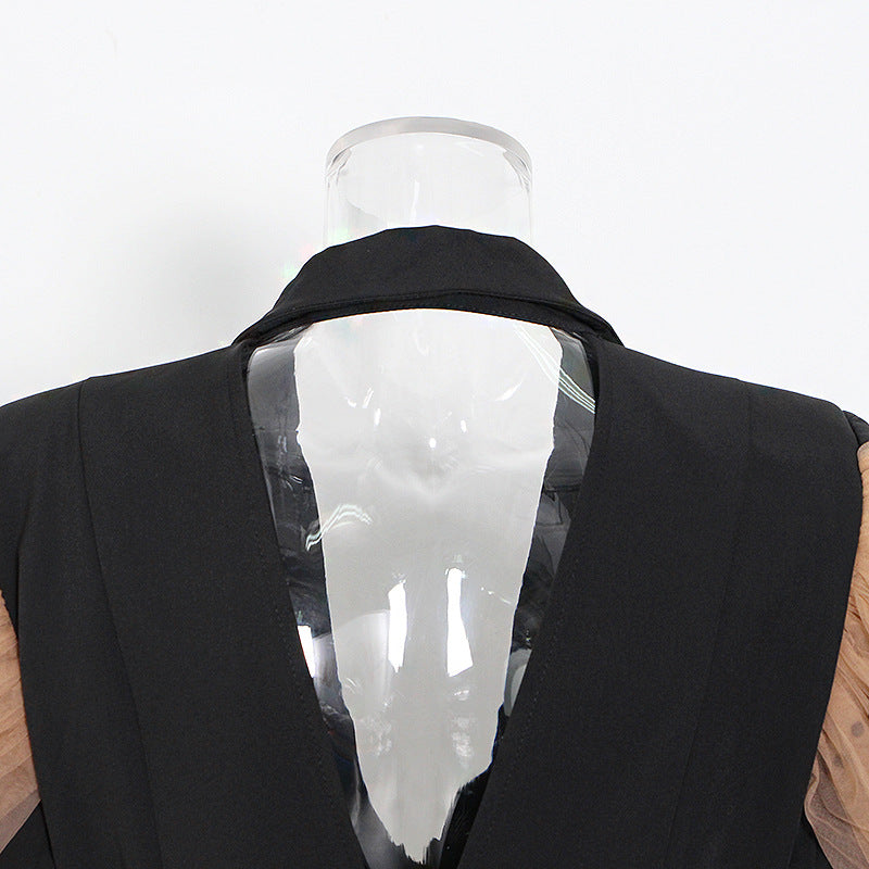 Designed Black Blazer Tops for Women