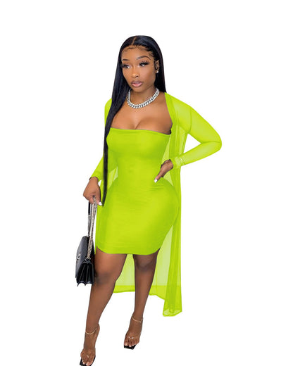 Hot Sexy See Through Net 2pcs Night Clubwear Dresses-STYLEGOING