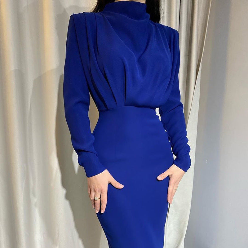 Elegant Round Neck High Neck Long Dresses