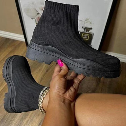 Casual Knitted Plus Sizes Short Sock Boots
