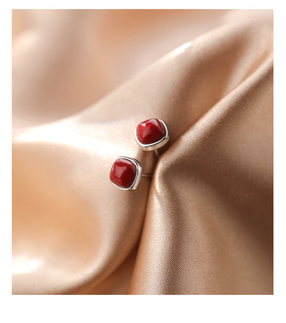 Red Vintage Sliver Earring Stud for Women