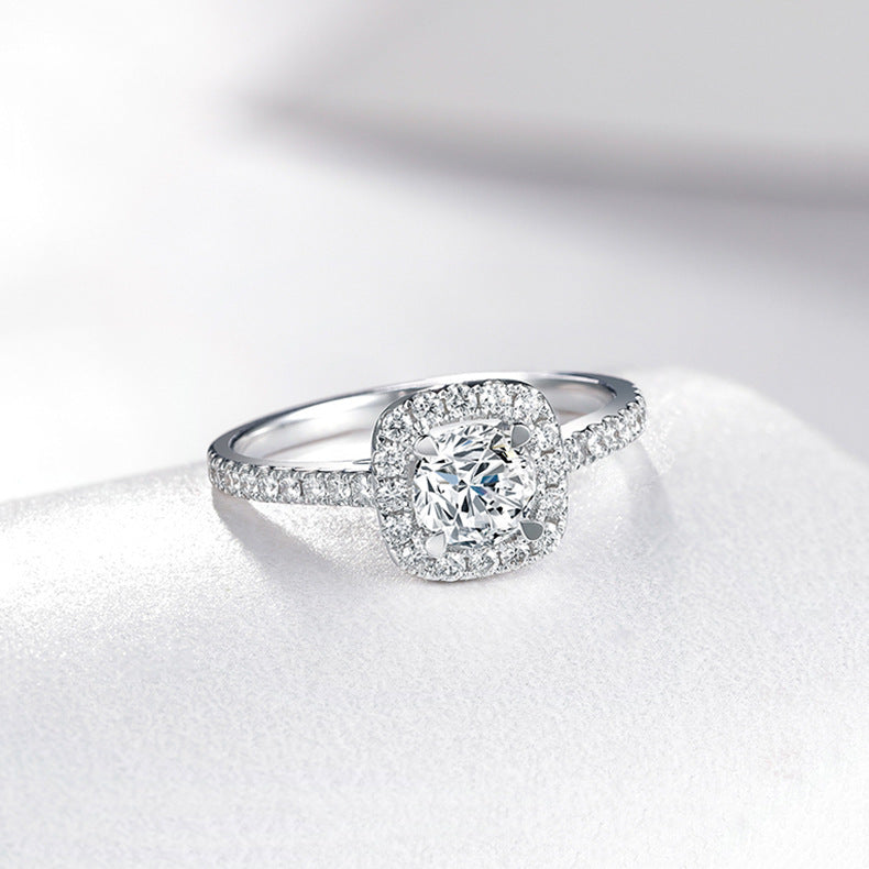 Fashion Square Shaped Sterling Sliver Rings for Women
