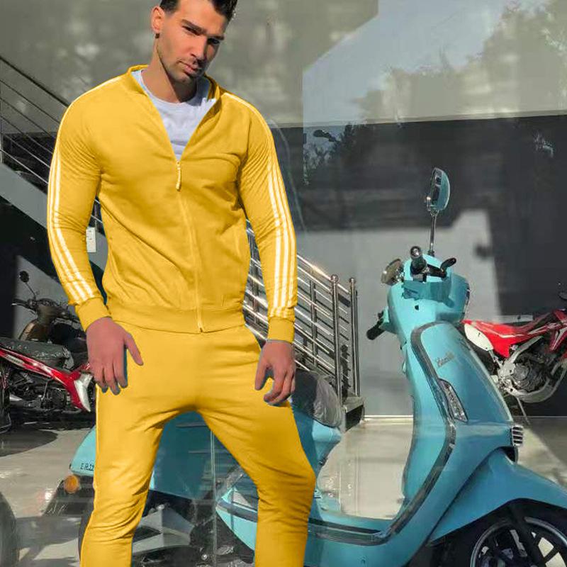 Fall Zipper Casual Men Cardigan Running Suits-STYLEGOING