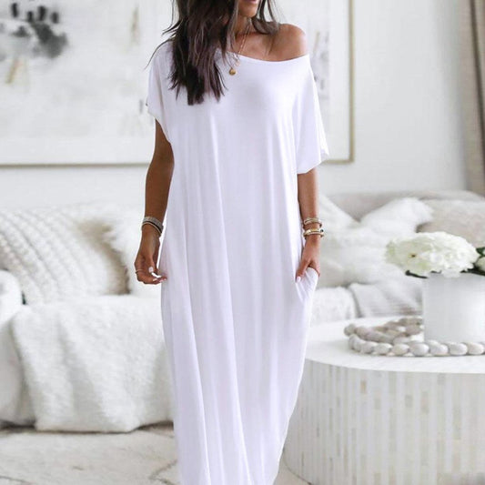 Casual Short Sleves Long Cozy Dresses-STYLEGOING