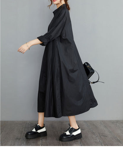 Vintage Stand Collar Plus Sizes Fall Shirts Dresses