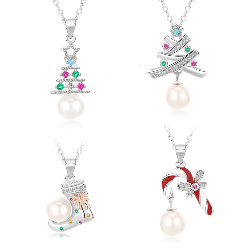 Merry Christmas Design Sterling Sliver Necklace for Women