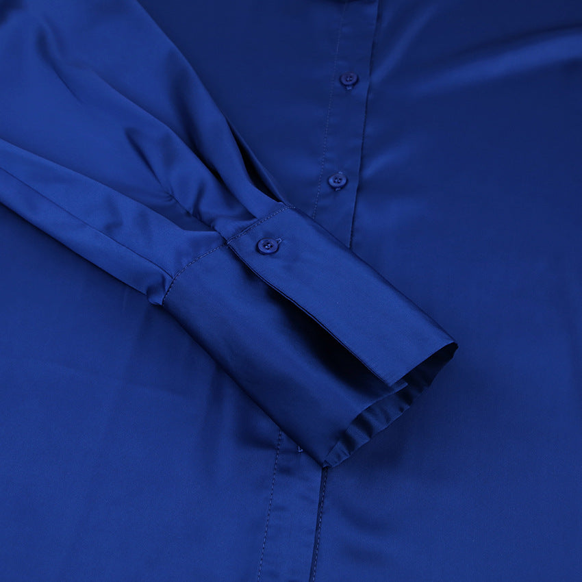 Casual Blue Two Pieces Long Sleeves Shirts and Pants Suits