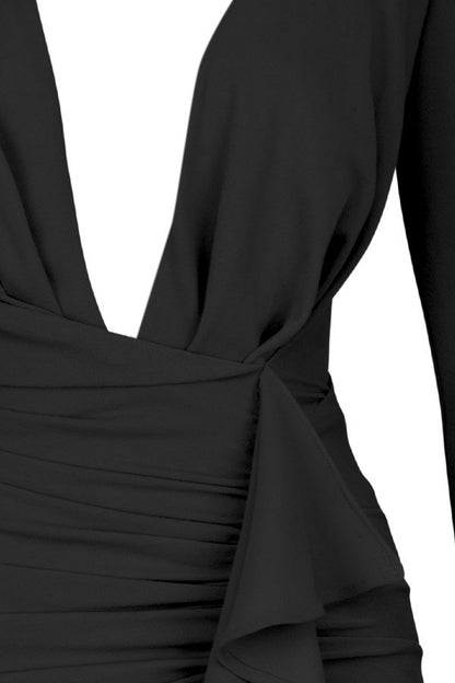 Sexy Ruffled Split Front Irregular Long Party Dresses