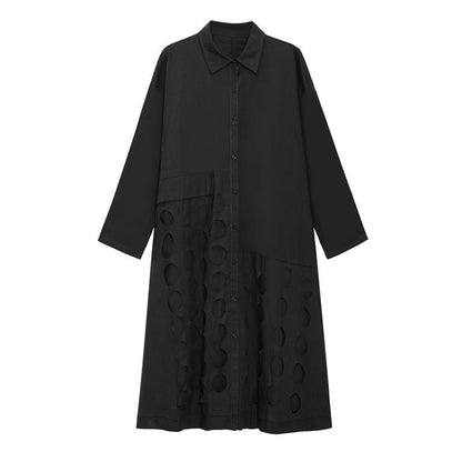 Women Long Sleeves Loose Hollow Out Long Dresses-STYLEGOING