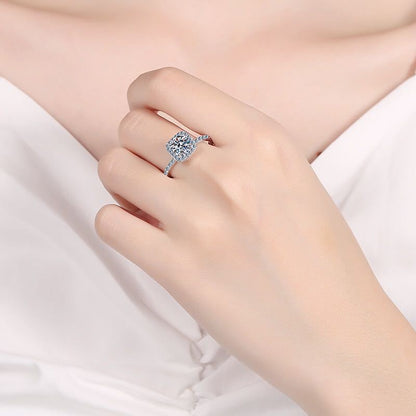 Fashion Square Shaped Sterling Sliver Rings for Women