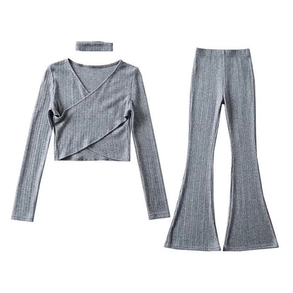 Sexy Designed Knitting Tops and High Waist Trumpet Pants