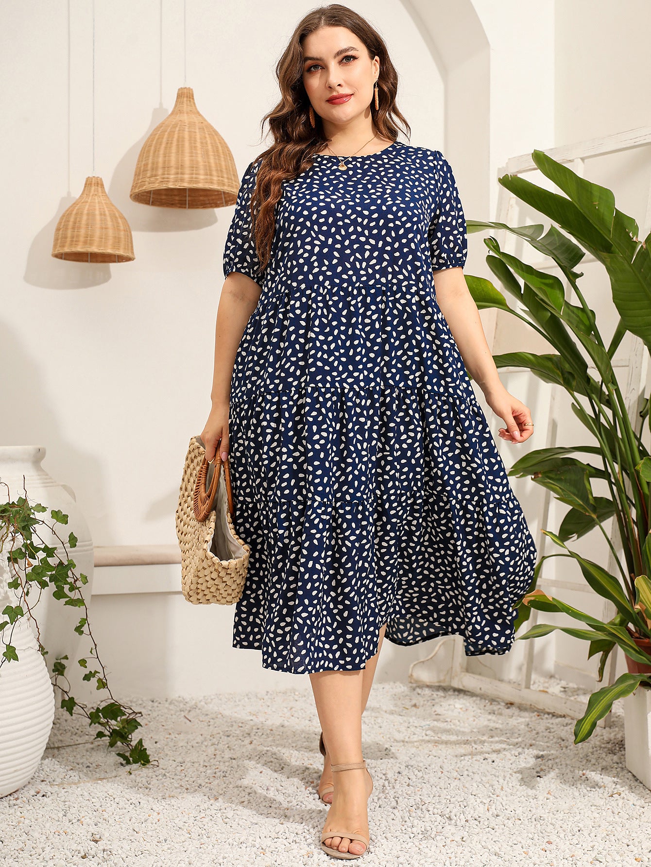 Women Short Sleeves Plus Sizes Dresses