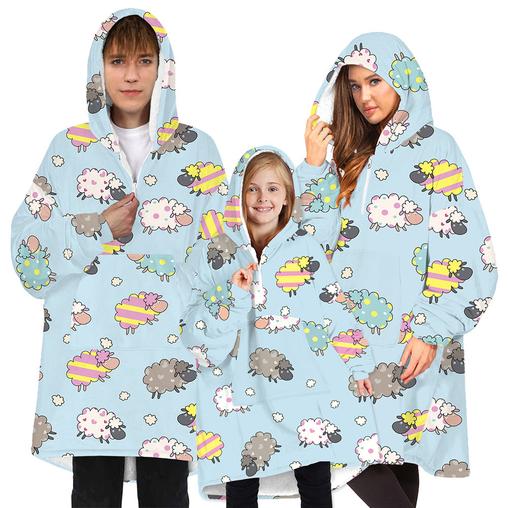 Soft Bee Print Lazy Wearable Watching TV Blanket