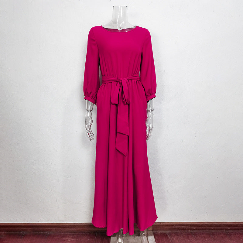 Elegant Summer Round Neck Long Party Dresses