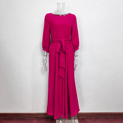 Elegant Summer Round Neck Long Party Dresses