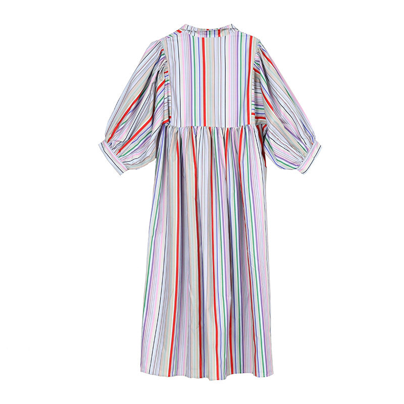 Vintage Rainbow Designed Women Fall Dresses