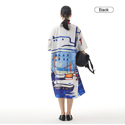 Summer Graffit Designed Casual Long Sleeves Shirts
