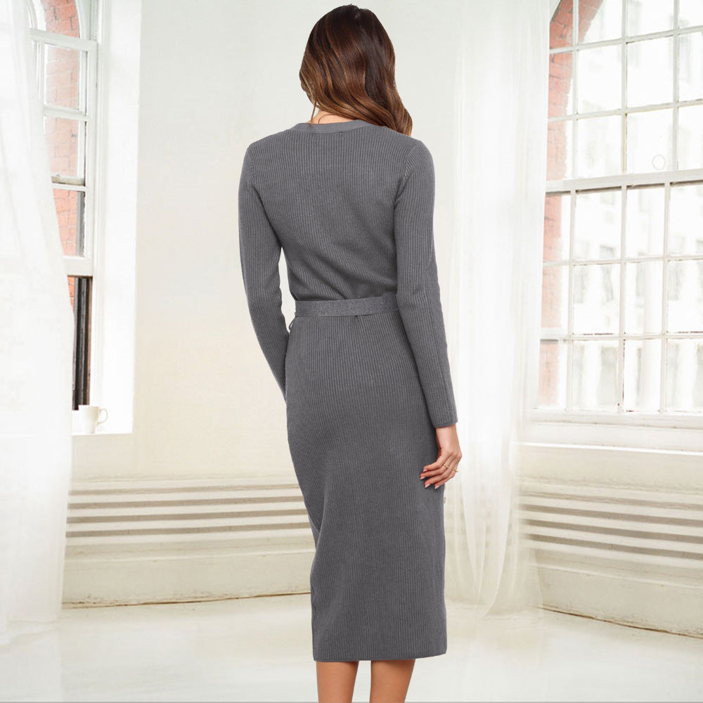 Women Knitting Slim Winter Long Dresses
