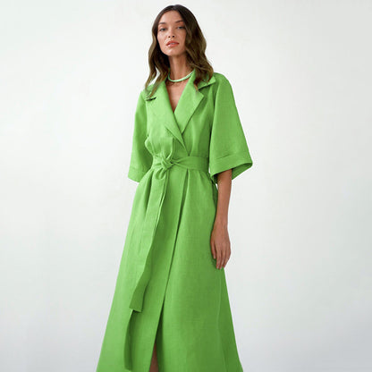 Casual Summer Cotton Linen Long Romper Dresses