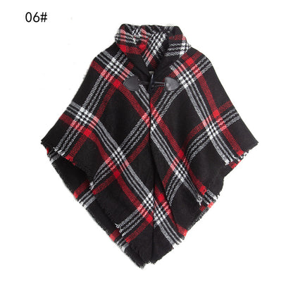 Winter Plaid Cloak Capes for Kids