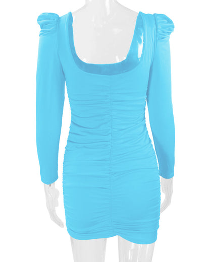 Sexy Square Neckline Long Sleeves Mini Sheath Dresses