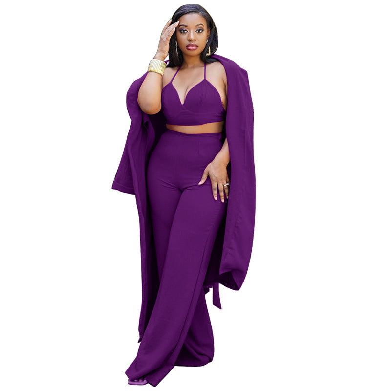 Sexy Top & Wide Legs Pants 3pcs Sets for Women