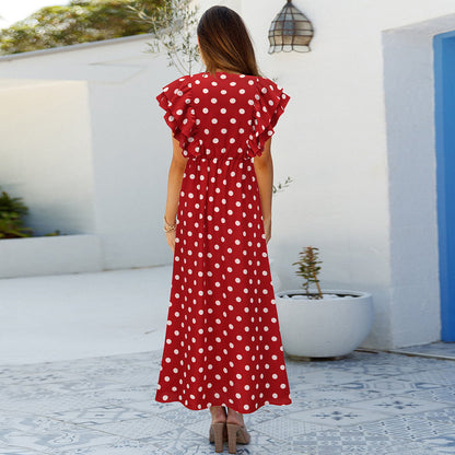 Summer Sexy Dot Print Long Summer Beach Dresses