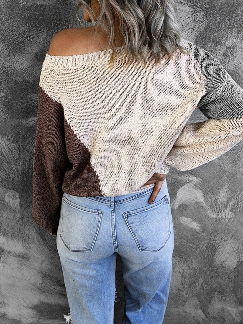 Women Knitting Irregular One Shoulder Sweaters-STYLEGOING