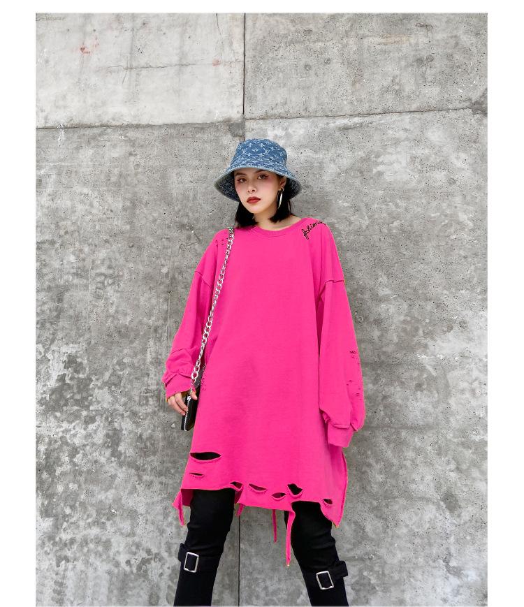 Plus Sizes Broken Holes Hoodies-STYLEGOING