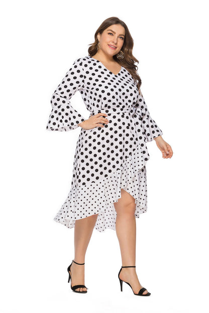 Summer Polk Dot Print Plus Sizes Dresses-STYLEGOING