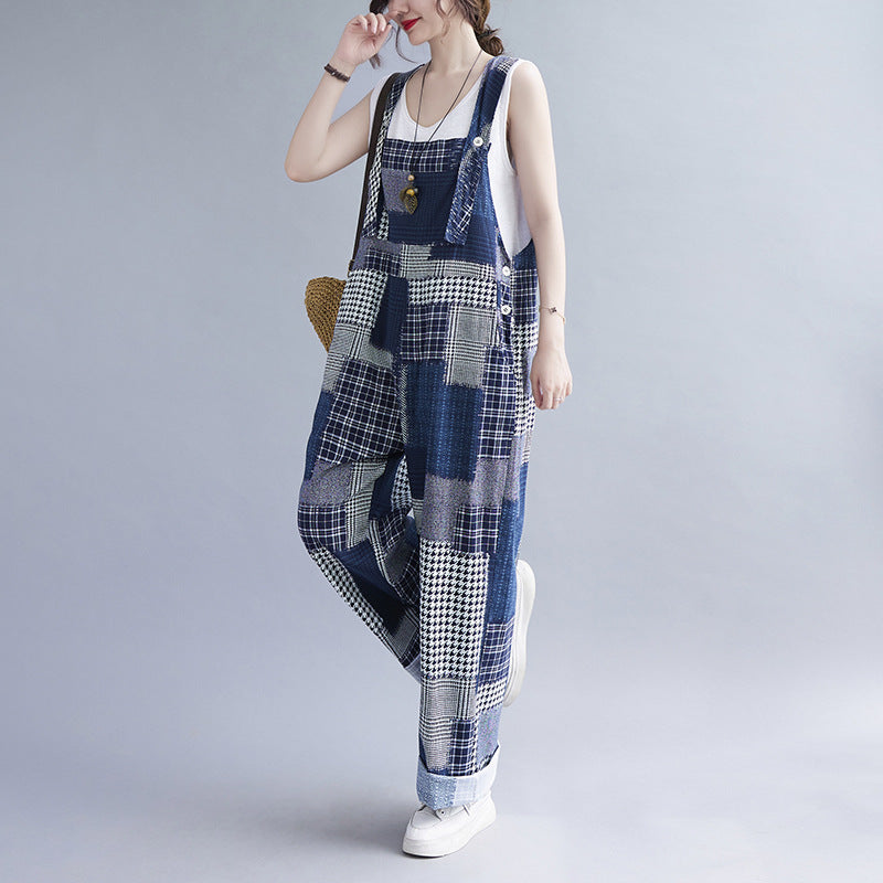 Vintage Plus Sizes Women Denim Suspender Pants