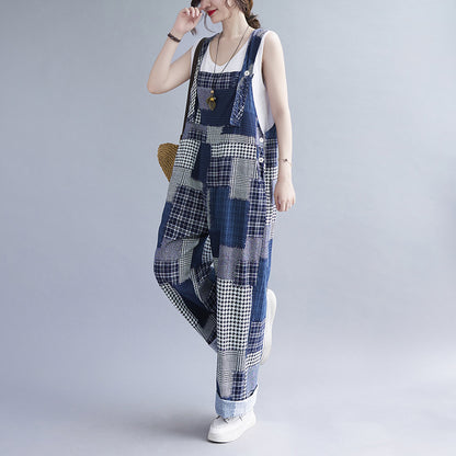 Vintage Plus Sizes Women Denim Suspender Pants