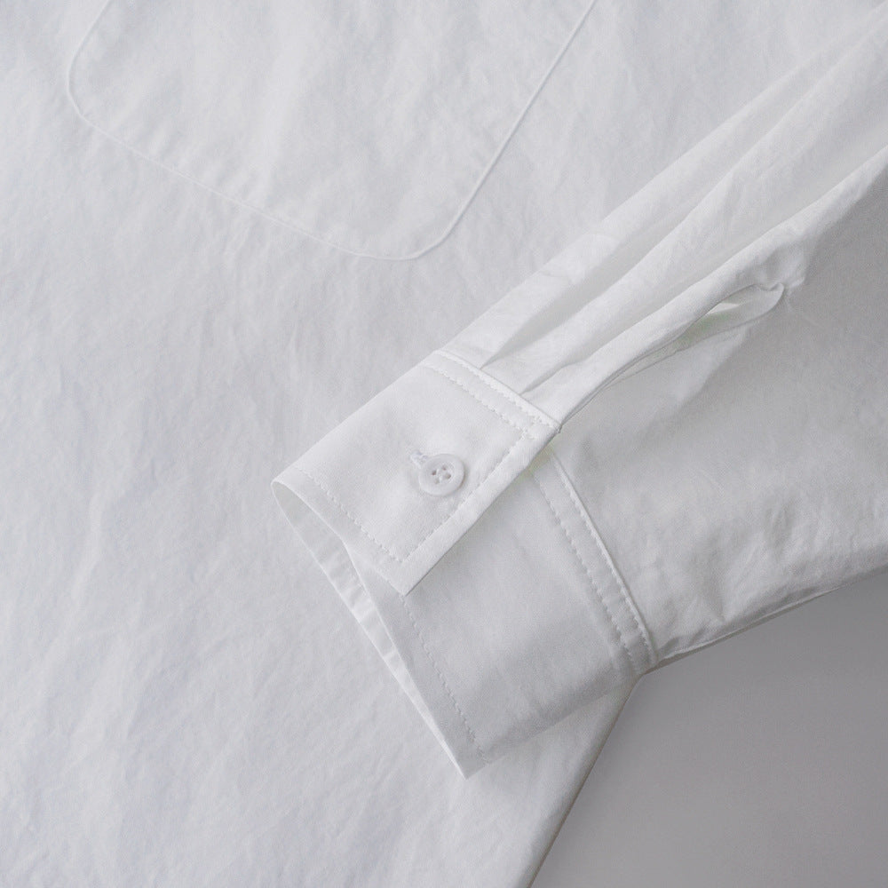 Casual Cotton White Midi Length Women Long Sleeves Shirts