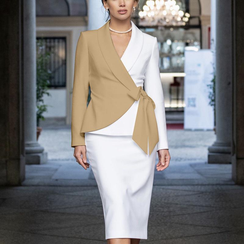 Sexy Office Lady Long Sleeves Bowknot Dresses-STYLEGOING