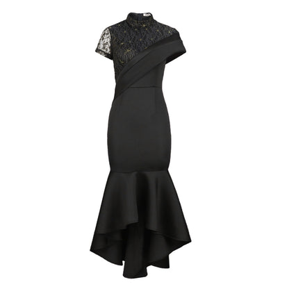 Sexy Black Lace Short Sleeves Party Dresses