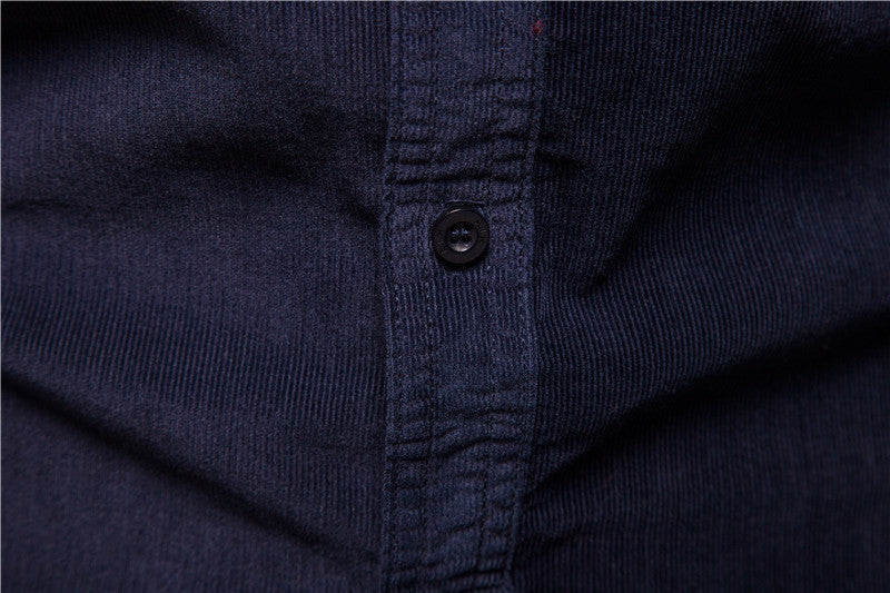 Men Long Sleeves Corduroy Business Shirts